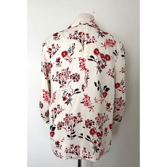 Worthington Sasha Floral Blazer 3/4 Ruched Sleeve Light Shoulder Pad Office XXL - Picture 3 of 11